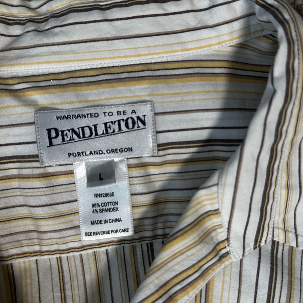 Pendleton Button Down Blouse Striped Brown Yellow… - image 4